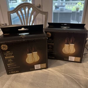 GE Vintage Style LED Light Bulbs 2-Pack Lot (4 Bulbs) A19 Warm Amber Glass - Picture 1 of 7