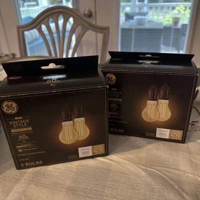 GE Vintage Style LED Light Bulbs 2-Pack Lot (4 Bulbs) A19 Warm Amber Glass - Image 1 of 4