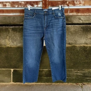 Ann Taylor LOFT Womens Jeans Sz 14 32 High Waist Straight Crop Blue Denim NEW - Picture 1 of 7