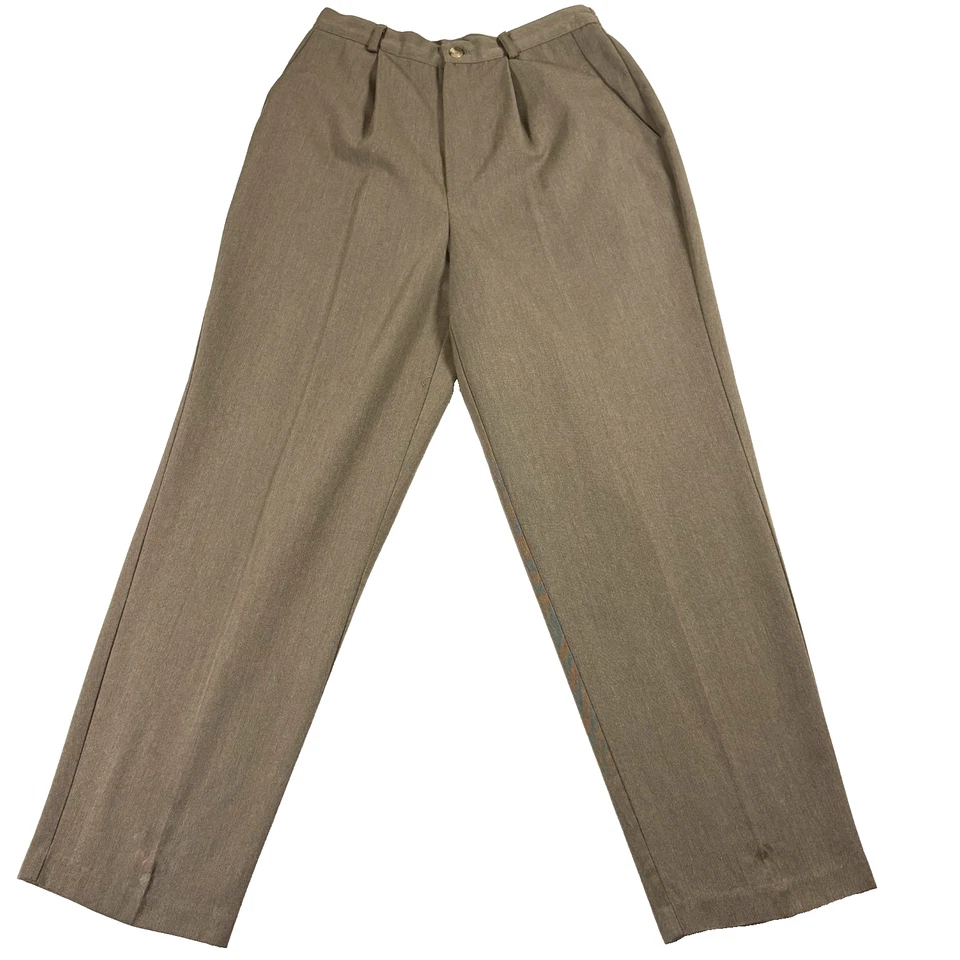 Vintage Dress Pants Womens 8P Brown High Waist Pleated Trousers Retro Minimal St - Image 1 of 4