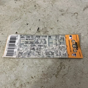 13. September 2008 Oakland A’s Ticket Stub gegen Texas Rangers - Bild 1 von 4