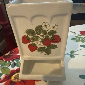 Vintage Match Box Holder Ceramic Strawberry Wall Farmhouse Country Cottage Boho - Picture 1 of 6