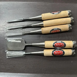 Japanese Chisel Nomi Set of 5 3mm 6mm 9mm 12mm 36mm Carpentry Tool DIY New - Picture 1 of 4