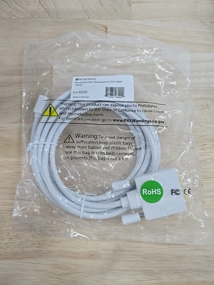 Monoprice 10ft 32AWG Mini DisplayPort to DVI Cable, White - Image 1 of 2