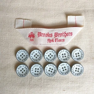 Brooks Brothers 1818 Replacement Button Metal Round 4 Holes White Spell Out Logo - Picture 1 of 5