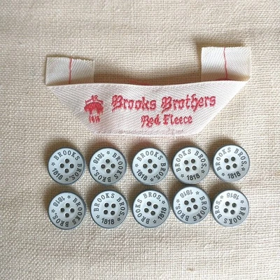 Brooks Brothers 1818 Replacement Button Metal Round 4 Holes White Spell Out Logo - Image 1 of 4