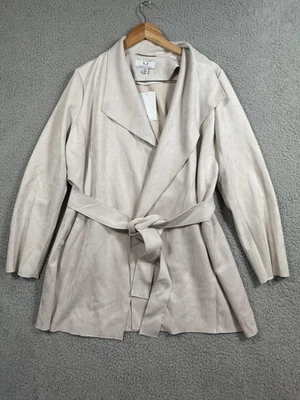 NUEVO CON ETIQUETAS Chaqueta Magaschoni Mujer XL Imitación Cuero Cinturón Frente Abierto Manga Larga Abrigo Foto 1 de 4