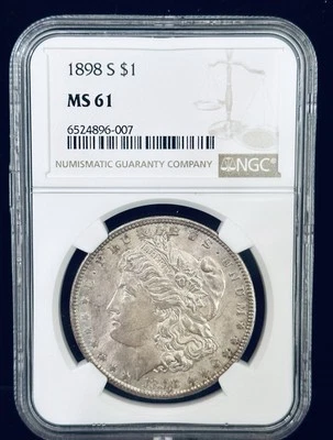 1898-S MORGAN SILVER DOLLAR NGC GRADED MS-61 - Image 1 of 4