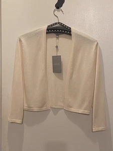 NWT Neiman Marcus The Cashmere Collection Sz M Ivory Shrug Cropped Sweater - Picture 1 of 12