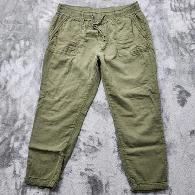 Pantalones antiguos azul marino para mujer L verde tirar en el tobillo cónico cordón algodón gasa  Foto 1 de 4