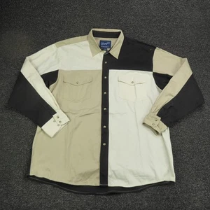 Wrangler Western Camicia Uomo XL Perla Snap Manica Lunga Colorblock Western Rodeo - Foto 1 di 8