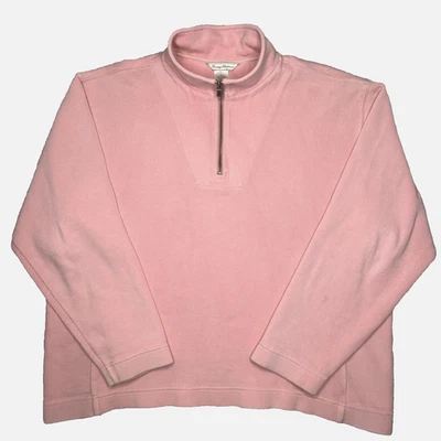 Tommy Bahama Suéter Mujer Grande Rosa Media Cremallera Cuello Simulado Pullover Palma Logo Foto 1 de 4