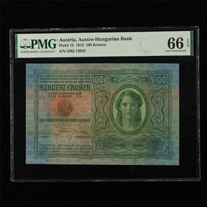 1912 Austria Austro-Hungarian Bank 100 Kronen Pick#12 PMG 66 EPQ Gem UNC - Picture 1 of 4