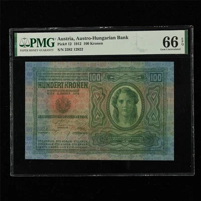 1912 Austria Austro-Hungarian Bank 100 Kronen Pick#12 PMG 66 EPQ Gem UNC - Image 1 of 4