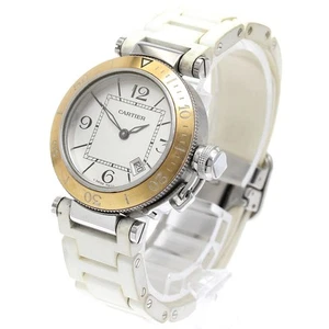 Cartier W3140001 Pasha Seatimer SM Date Quartz Ladies Wristwatches SS YG - Picture 1 of 6