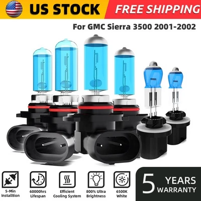 Kit de 6 bombillas halógenas para faros GMC Sierra 3500 2001-2002 6000 k blanco cálido Foto 1 de 4