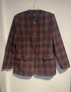 Giacca blazer tartan rosso vintage complimenti taglia 14 donna elegante moda retrò - Foto 1 di 10
