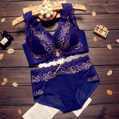 Sutiã sexy moda sem costura renda floral lingerie push up conjunto de sutiã roupa íntima 32-42C - Imagem 1 de 4