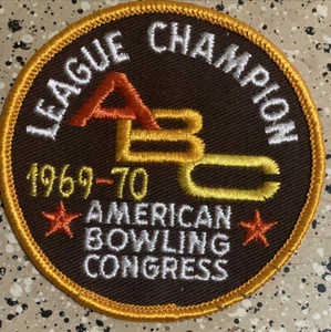 Parche bordado ABC campeón de la liga 1969-70 vintage deportes bolos americanos - Imagen 1 de 2