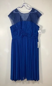 NWT Alex Evenings Blue Lace Midi Cocktail Party Dress 22 W Cap Sleeve Womens - Picture 1 of 7