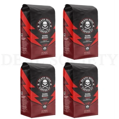 DEATH WISH COFFEE CO Death Wish Coffee Dark Roast Ground Coffee 10oz Lot of 4