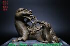 Old Chinese Tang Dynasty Bronze Ware Feng Shui Dragon Brave Troops Beast Statue