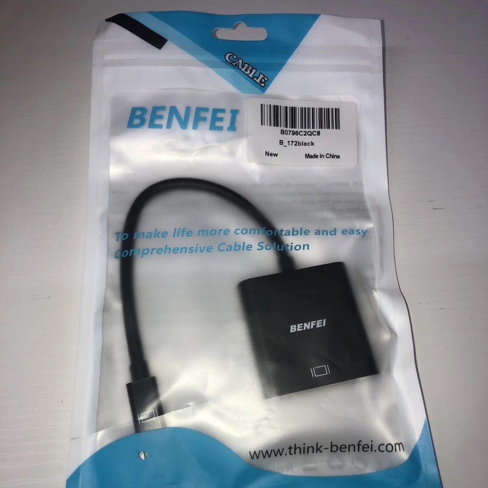 DVI-I Female to Mini DVI Male Adaptor Cables  benfei cable B_USA_172black- - Image 1 of 1