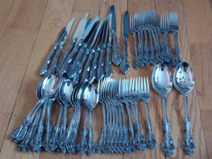 Michelangelo Pattern Stainless Flatware by Oneida Silver, OHSMICH-Heirloom 62pc - Picture 1 of 12