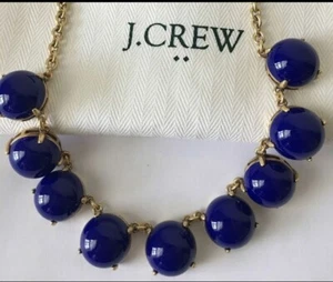 J. Crew Bubble Stone Halskette blau/gold plissiert Neu mit Etikett - Bild 1 von 3