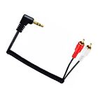 DC 3.5mm TRS Male Right Angle to Dual RCA Male Stereo Audio Coiled Spiral Cable