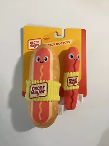 GMason Oscar Mayer 2 Pack Dog Toys Hot Dogs Shape w/ Squeaker NEW - Picture 1 of 17