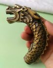 Antique Handmade Carving Bronze Dragon Collect Cane Walking Stick Head Statue