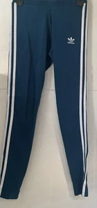 ADIDAS womens 3 white stripe teal athletic leggings size small - Bild 1 von 4