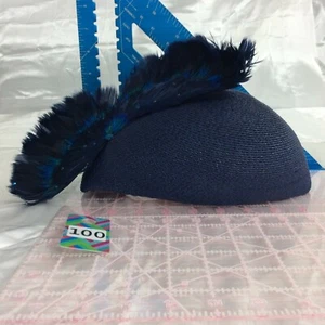 VTG GEORGE ZAMAU'L COUTURE Navy Blue Hat w/ Feathers and Rhinestones -Gorgeous! - Bild 1 von 11