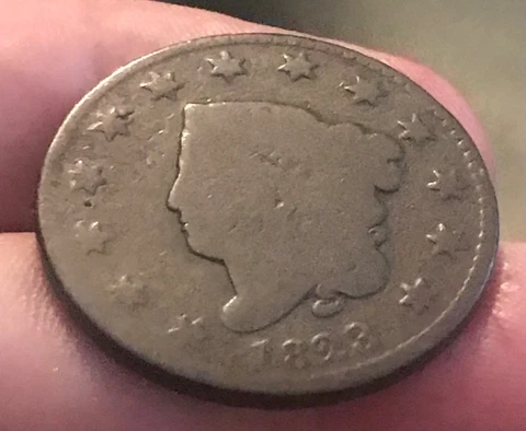 1823 Coronet head  Large cent, G/ AG, scarce Cover