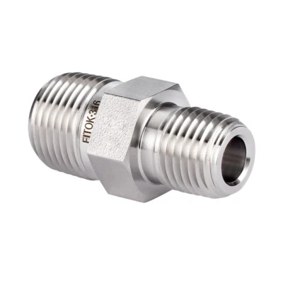 FITOK Pipe Fitting Reducing Hex Nipple 1/8 x 1/16 Male NPT 316 SS 11,000 psi