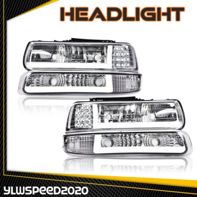 Headlight+Bumper Lamps [LED DRL]Fit For 99-02 Chevy Silverado 1500 2500 HD  - Image 1 of 4
