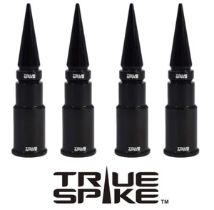 4 TRUE SPIKE BLACK SPIKED WHEEL RIM AIR VALVE STEM COVER CAP FOR GMC SIERRA C - Picture 1 of 6