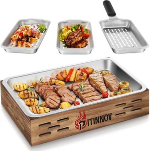 Grill Basket Set, 3pcs Stainless Steel Grill Topper Pans for Outdoor Grill - Picture 1 of 7