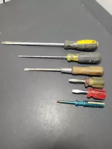 Lot of 6 Screwdrivers Flathead Slotted Head Stubby Screwdriver - Picture 1 of 12