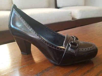 Vintage Clark's Artisan Retro Patent Leather Black Chunky High Heel Shoes Size 7 - Image 1 of 4