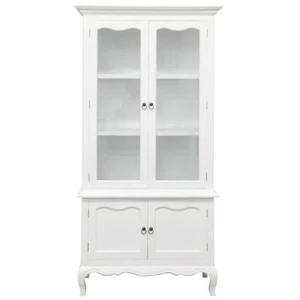 BIGOLA MAHOGANY FRENCH PROVINCIAL 4 DOOR BUFFET& HUTCH DISPLAY CABINET WHITE - Picture 1 of 1