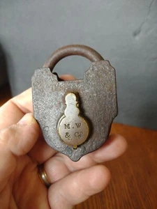 Antique M W & Co Lock/Padlock Mallory Wheeler & Company No Key NICE B2 - Picture 1 of 7