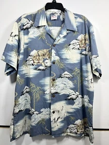 Camisa de campamento vintage Go Barefoot RARA brazalete estampado de tigres 2XL hecha en Hawai EE. UU. - Imagen 1 de 12