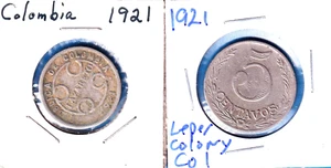 1921 Columbia 2- & 5-Centavos Leprosarium coins (KM#s L10 & L11) Copper-Nickel - Picture 1 of 2