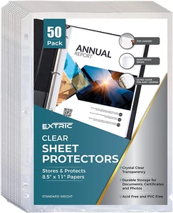 50 Sheet Page Protectors Office Clear Plastic Document Paper Binder Sleeves US - Picture 1 of 12
