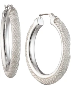 42 $ Lauren Ralph Lauren silberfarbene Mesh-Creolen 1,5" Q43a - Bild 1 von 3