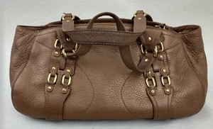 Cole Haan Village Satchel Handtasche hellbraun genarbtes Leder Riemen Reißverschlusstaschen - Bild 1 von 7
