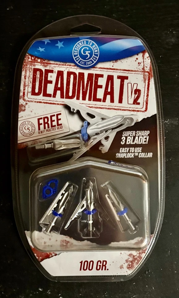G5 Deadmeat V2 3 Pack Expandable Broadheads 100% steel 100 Grain New - Image 1 of 2