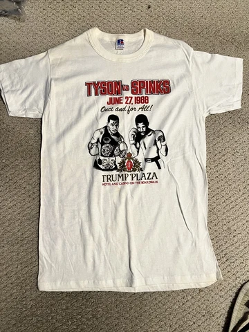 vintage 1988 russell athletic t shirt mike tyson vs spinks boxing shirt large Cover